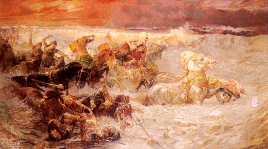 Bridgman Frederick Arthur - L-armee de Pharaon engloutie par la mer rouge.jpg